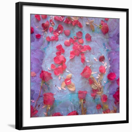 Photomontage of Red Roses and Floralen Ornaments-Alaya Gadeh-Framed Photographic Print