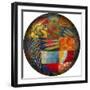 Photoshop designed globe with feather pattern design-Darrell Gulin-Framed Premium Photographic Print