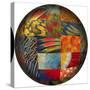 Photoshop designed globe with feather pattern design-Darrell Gulin-Stretched Canvas