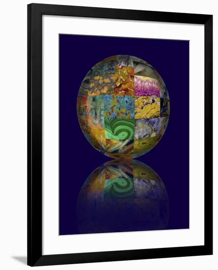 Photoshop designed globe with group of Rock designs-Darrell Gulin-Framed Photographic Print