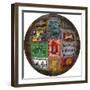 Photoshop designed globe with group of Rock designs-Darrell Gulin-Framed Premium Photographic Print