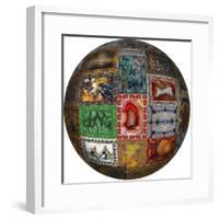 Photoshop designed globe with group of Rock designs-Darrell Gulin-Framed Premium Photographic Print