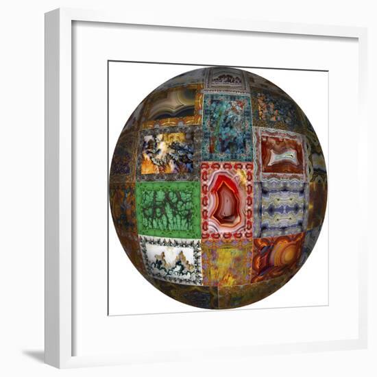 Photoshop designed globe with group of Rock designs-Darrell Gulin-Framed Premium Photographic Print