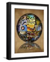 Photoshop designed globe with grouping of butterfly wing close-up-Darrell Gulin-Framed Photographic Print