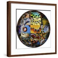 Photoshop designed globe with grouping of butterfly wing close-up-Darrell Gulin-Framed Premium Photographic Print