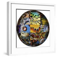 Photoshop designed globe with grouping of butterfly wing close-up-Darrell Gulin-Framed Premium Photographic Print