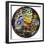 Photoshop designed globe with grouping of butterfly wing close-up-Darrell Gulin-Framed Premium Photographic Print