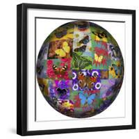 Photoshop designed globe with numerous butterfly photographs-Darrell Gulin-Framed Premium Photographic Print