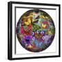 Photoshop designed globe with numerous butterfly photographs-Darrell Gulin-Framed Premium Photographic Print