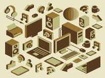 Isometric Media Element Set-photovs-Mounted Art Print