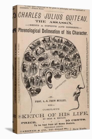 Phrenological Chart of the Brain of Charles J. Guiteau, Assassin of President James Garfield, 1880s-null-Stretched Canvas