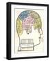 Phrenological Head and Chart, Pub. 1857 (Colour Litho)-English School-Framed Giclee Print