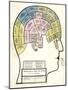 Phrenological Head and Chart, Pub. 1857 (Colour Litho)-English School-Mounted Giclee Print