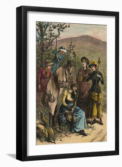 Phrenologist and Women on Mountain Trail-null-Framed Giclee Print