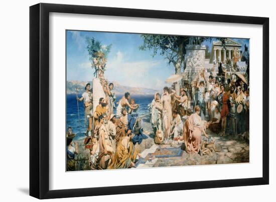 Phryne at the Festival of Poseidon in Eleusin-Henryk Siemieradzki-Framed Giclee Print