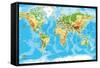 Physical Map of the World-Serban Bogdan-Framed Stretched Canvas