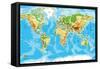 Physical Map of the World-Serban Bogdan-Framed Stretched Canvas