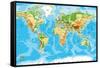 Physical Map of the World-Serban Bogdan-Framed Stretched Canvas