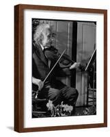 Physicist Dr. Albert Einstein Practicing His Beloved Violin-Hansel Mieth-Framed Photographic Print