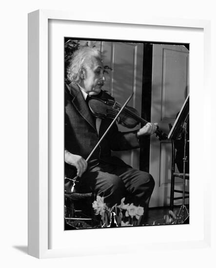 Physicist Dr. Albert Einstein Practicing His Beloved Violin-Hansel Mieth-Framed Photographic Print