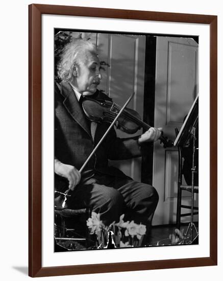 Physicist Dr. Albert Einstein Practicing His Beloved Violin-Hansel Mieth-Framed Photographic Print