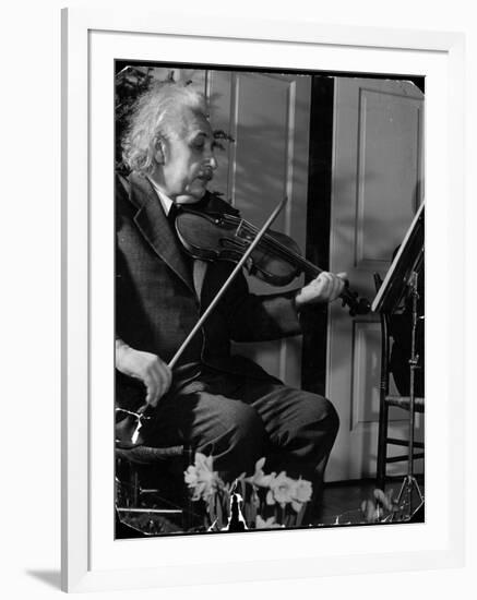 Physicist Dr. Albert Einstein Practicing His Beloved Violin-Hansel Mieth-Framed Photographic Print