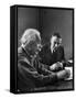 Physicist J. Robert Oppenheimer Discusses Theory of Matter with Famed Physicist Dr. Albert Einstein-Alfred Eisenstaedt-Framed Stretched Canvas