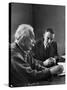 Physicist J. Robert Oppenheimer Discusses Theory of Matter with Famed Physicist Dr. Albert Einstein-Alfred Eisenstaedt-Stretched Canvas