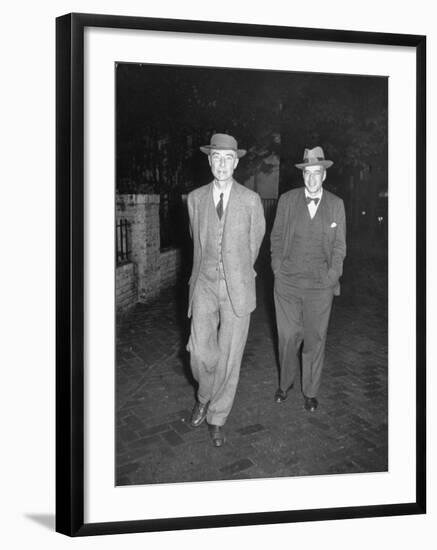 Physicist J. Robert Oppenheimer Walking with His Lawyer Lloyd K. Garrison-Ralph Morse-Framed Premium Photographic Print