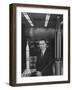 Physicist James A. Van Allen Sitting Between Models of Jupiter "C" Rocket and Explorer Satelliter-Ed Clark-Framed Photographic Print