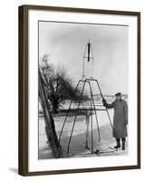 Physicist Robert Goddard Minutes Prior to First Successful Launch of Liquid Fueled Rocket-null-Framed Premium Photographic Print