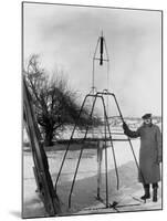 Physicist Robert Goddard Minutes Prior to First Successful Launch of Liquid Fueled Rocket-null-Mounted Premium Photographic Print