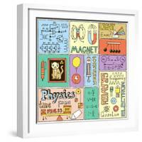 Physics Science Banners Set. Color Hand Drawn Vector Illustrations.-Sashatigar-Framed Art Print