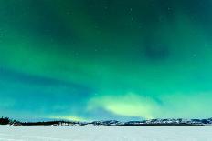 Intense Northern Lights or Aurora Borealis or Polar Lights on Moon Lit Night Sky over Winter Landsc-Pi-Lens-Framed Stretched Canvas