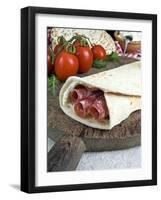 Piadina Flat Bread With Salami and Stracchino Cheese, Typical Emilia Romagna Food-null-Framed Photographic Print