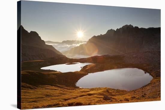Piani Lakes, Sexten Dolomites Natural Park, Veneto, Italy. Sunrise on the Piani Lakes.-ClickAlps-Stretched Canvas