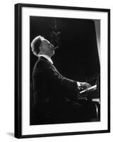 Pianist Arthur Rubenstein at the Piano, Smoking Cigar-Gjon Mili-Framed Premium Photographic Print