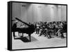 Pianist Artur Rubinstein Taking Bow Next to Grand Piano as Audience Enthusiastically Responds-null-Framed Stretched Canvas