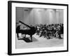 Pianist Artur Rubinstein Taking Bow Next to Grand Piano as Audience Enthusiastically Responds-null-Framed Premium Photographic Print