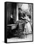 Pianist at the Keyboard Accompanying a Lady Singing, 19th Century-null-Framed Stretched Canvas