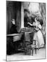 Pianist at the Keyboard Accompanying a Lady Singing, 19th Century-null-Mounted Giclee Print