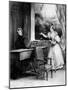 Pianist at the Keyboard Accompanying a Lady Singing, 19th Century-null-Mounted Giclee Print