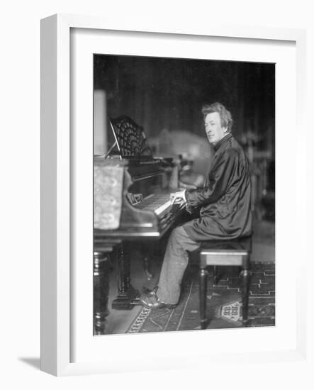 Pianist Ferrucio Busoni Posing at Piano-H. Hermann-Framed Photographic Print