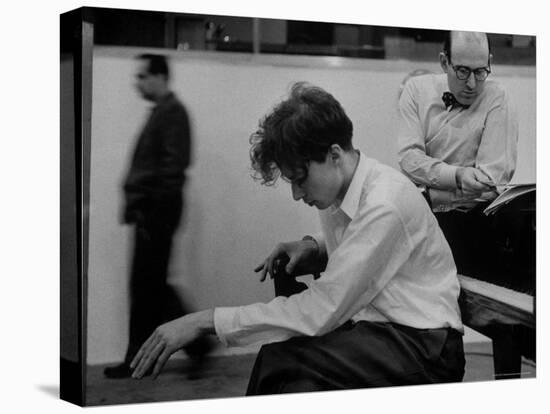 Pianist Glenn Gould Listening Intensely to Performance of Bach's Goldberg Variations Played Back-Gordon Parks-Stretched Canvas