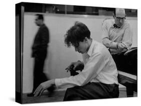 Pianist Glenn Gould Listening Intensely to Performance of Bach's Goldberg Variations Played Back-Gordon Parks-Stretched Canvas