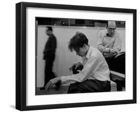 Pianist Glenn Gould Listening Intensely to Performance of Bach's Goldberg Variations Played Back-Gordon Parks-Framed Premium Photographic Print