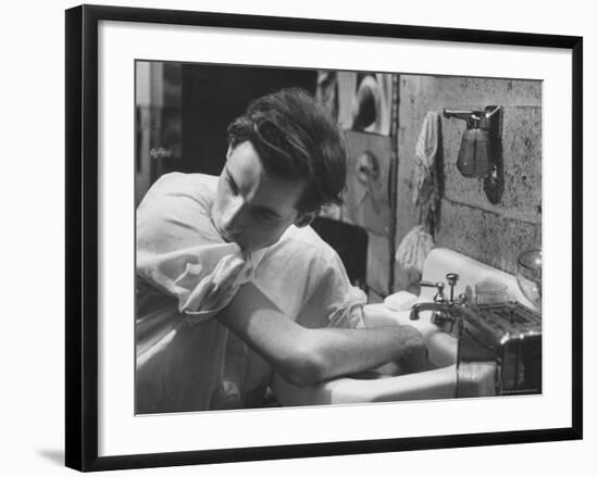 Pianist Glenn Gould Soaking His Hands in Sink to Limber Up His Fingers Before in Studio-Gordon Parks-Framed Premium Photographic Print