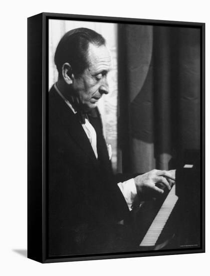 Pianist Vladimir Horowitz Playing the Piano at His Home in New York-Gjon Mili-Framed Stretched Canvas