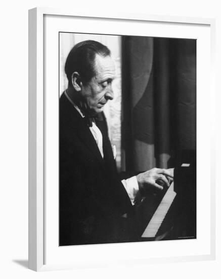 Pianist Vladimir Horowitz Playing the Piano at His Home in New York-Gjon Mili-Framed Premium Photographic Print