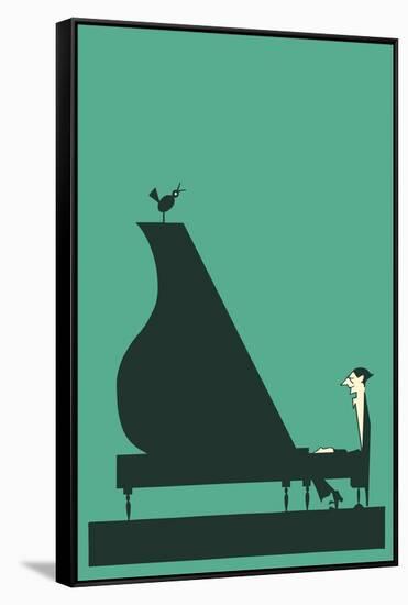 Pianist with Perched Bird-null-Framed Stretched Canvas